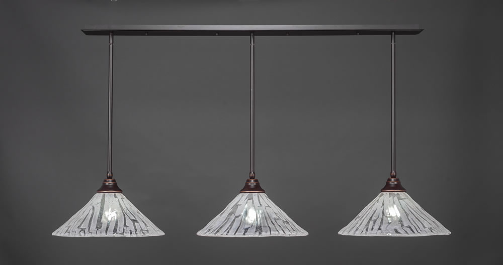 3 Light Multi Light Pendant With Hang Straight Swivels Shown In Dark Granite Finish With 16" Italian Ice Glass