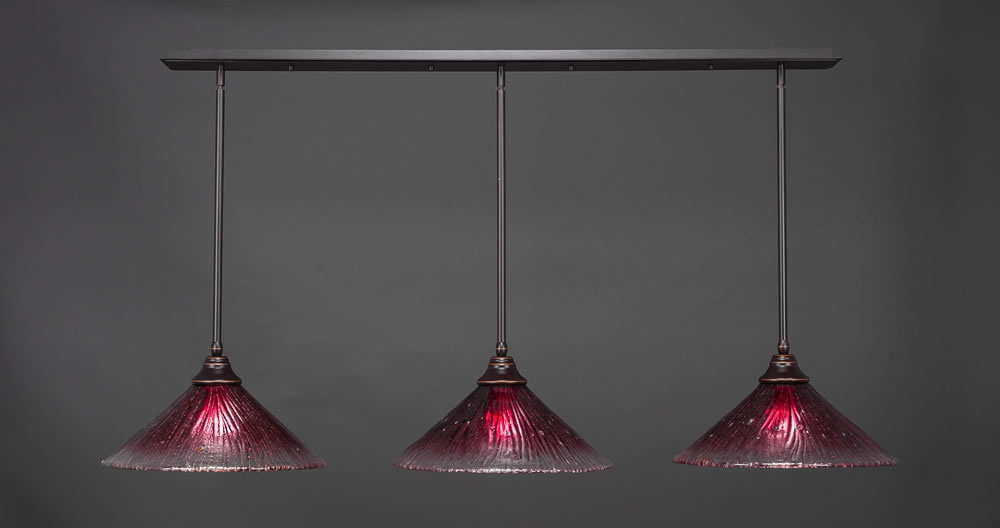 3 Light Multi Light Pendant With Hang Straight Swivels Shown In Dark Granite Finish With 16" Wine Crystal Glass