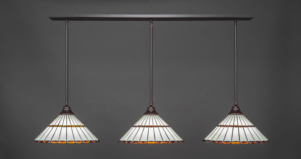 3 Light Multi Light Pendant With Hang Straight Swivels Shown In Dark Granite Finish With 15.5" Honey Glass & Amber Brown Jewels Tiffany Glass