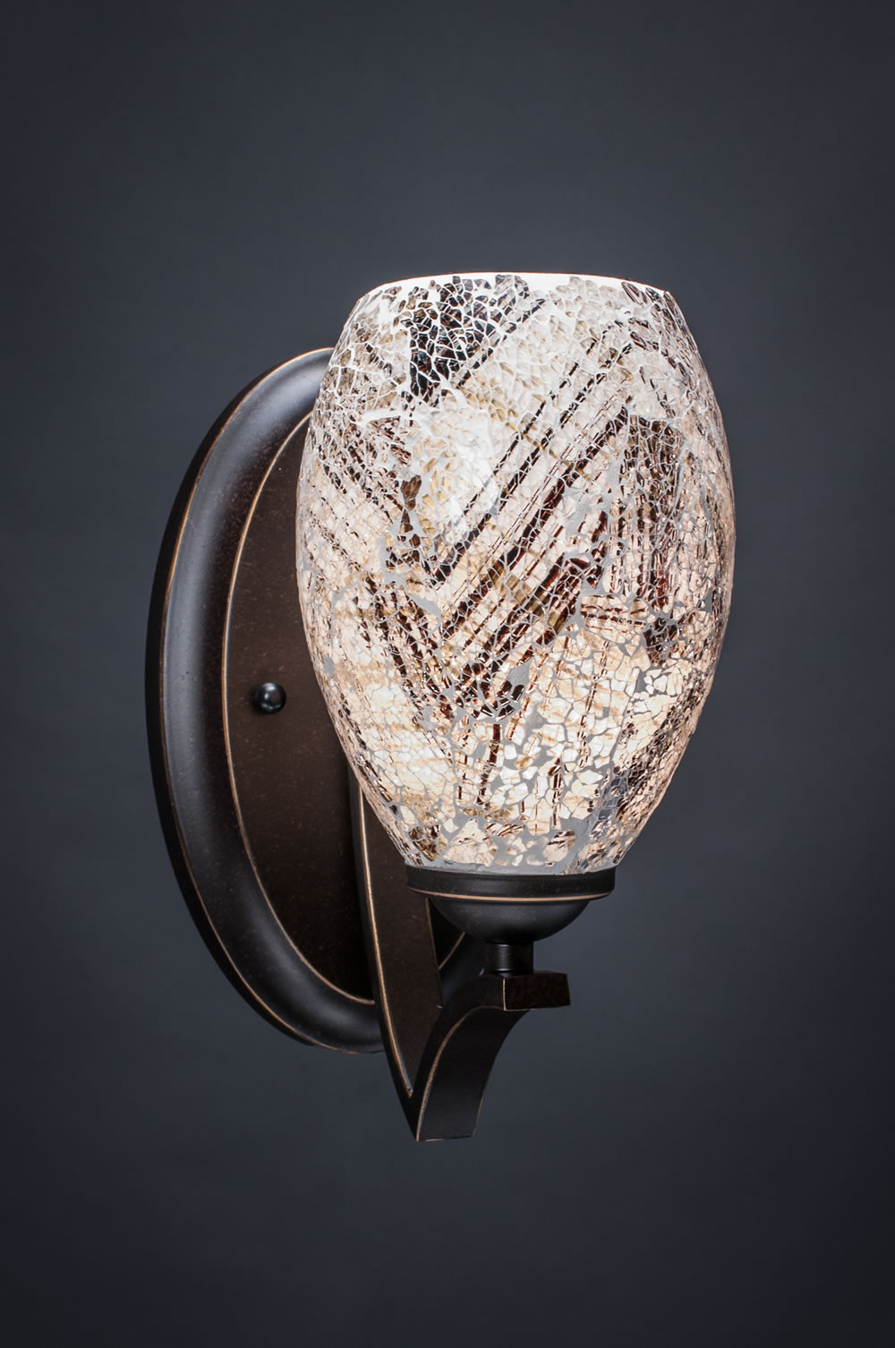 Zilo Wall Sconce Shown In Dark Granite Finish With 5" Natural Fusion Glass