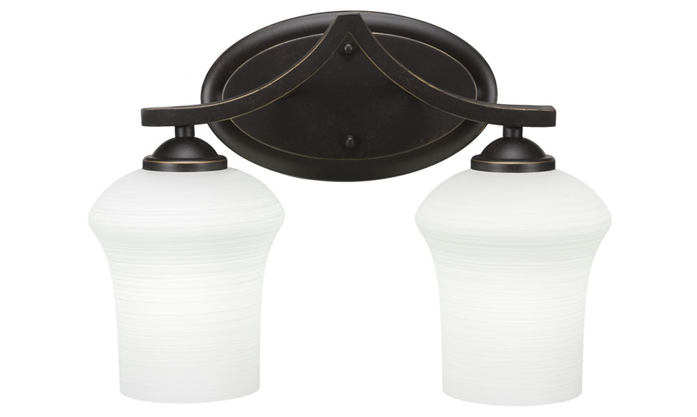 Zilo 2 Light Bath Bar Shown In Dark Granite Finish With 5.5" Zilo White Linen Glass