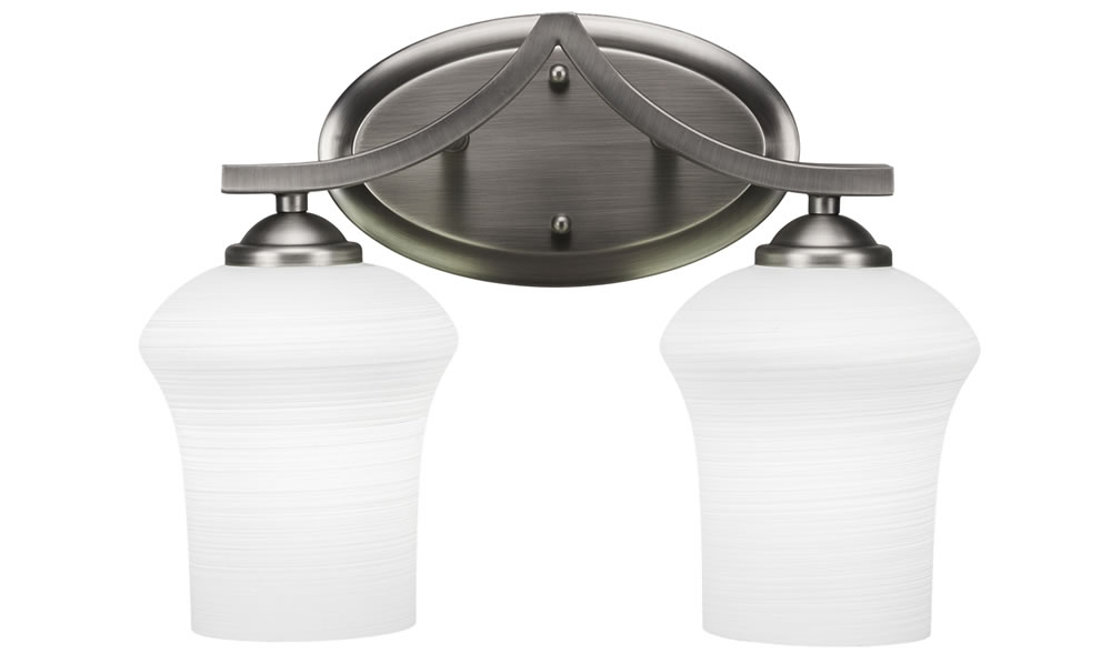 Zilo 2 Light Bath Bar Shown In Graphite Finish With 5.5" Zilo White Linen Glass