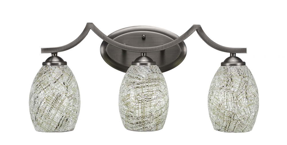Zilo 3 Light Bath Bar Shown In Graphite Finish With 5" Natural Fusion Glass