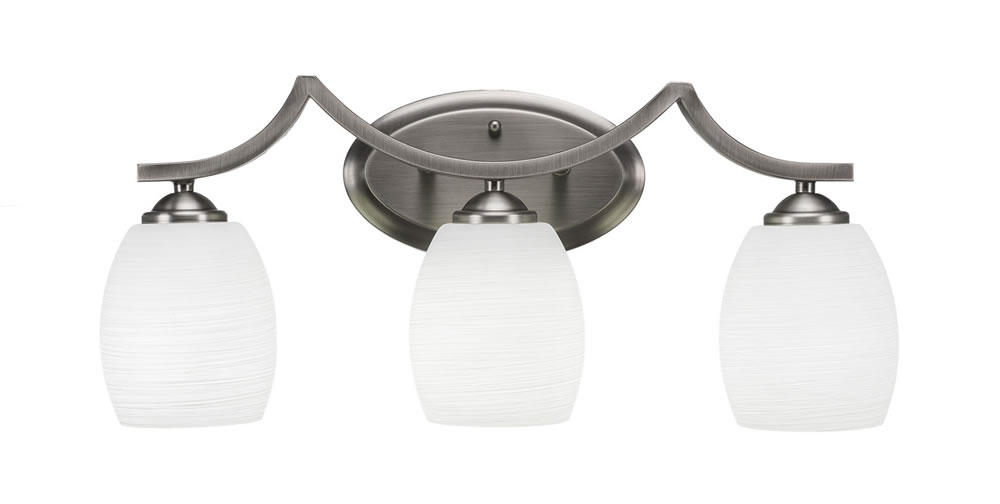 Zilo 3 Light Bath Bar Shown In Graphite Finish With 5" White Linen Glass
