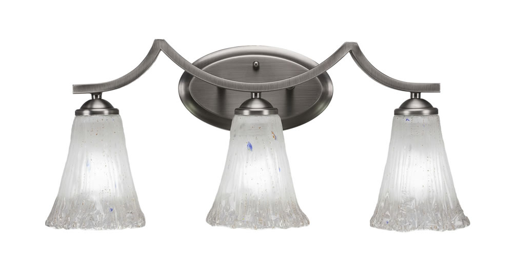 Zilo 3 Light Bath Bar Shown In Graphite Finish With 5.5" Fluted Frosted Crystal Glass