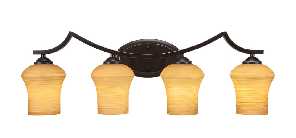 Zilo 4 Light Bath Bar Shown In Dark Granite Finish With 5.5" Zilo Cayenne Linen Glass