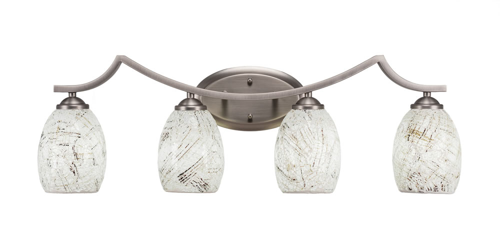 Zilo 4 Light Bath Bar Shown In Graphite Finish With 5" Natural Fusion Glass