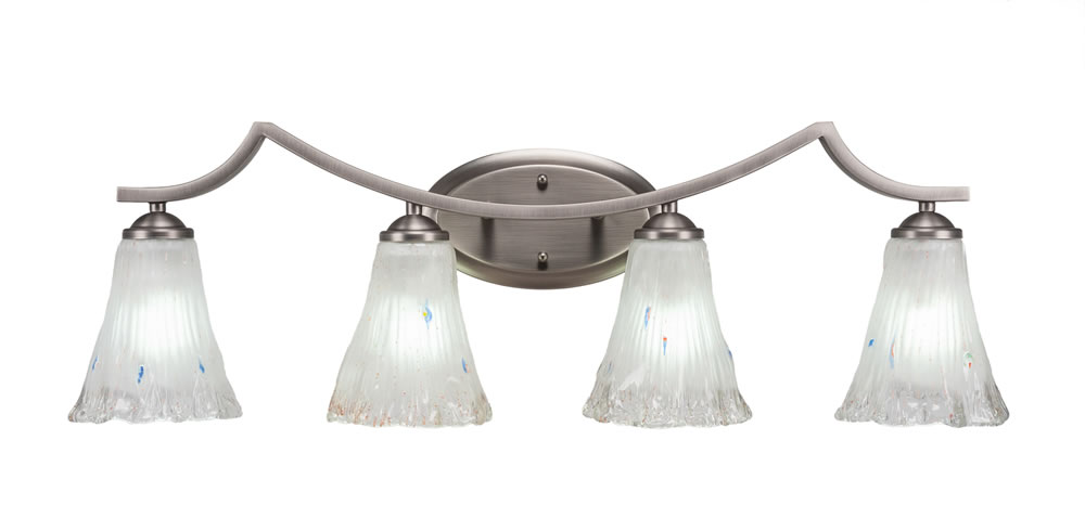 Zilo 4 Light Bath Bar Shown In Graphite Finish With 5.5" Fluted Frosted Crystal Glass