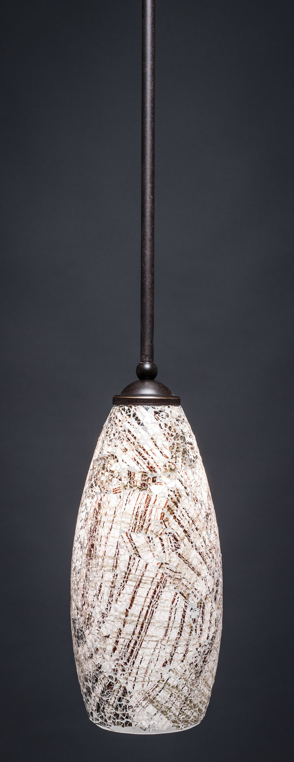 Zilo 1 Light Mini Pendant Shown In Dark Granite Finish With 5.5" Natural Fusion Glass