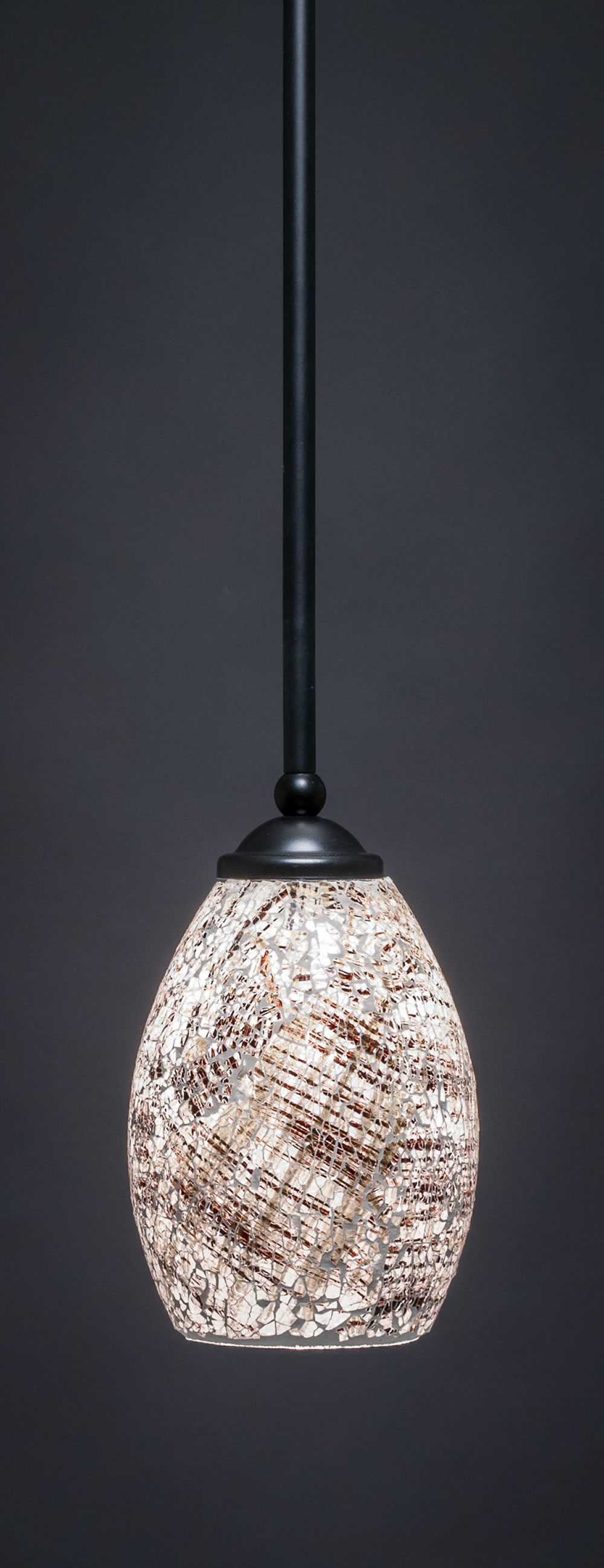 Zilo 1 Light Mini Pendant Shown In Matte Black Finish With 5" Natural Fusion Glass