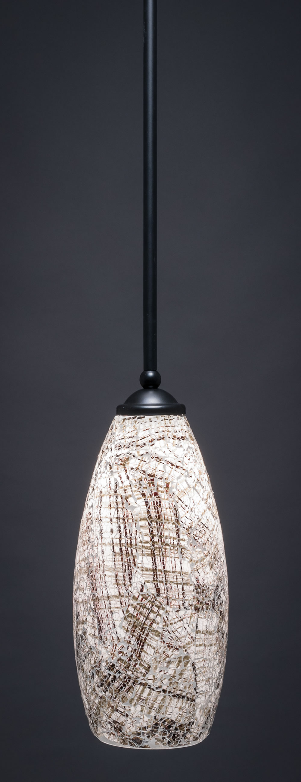 Zilo 1 Light Mini Pendant Shown In Matte Black Finish With 5.5" Natural Fusion Glass