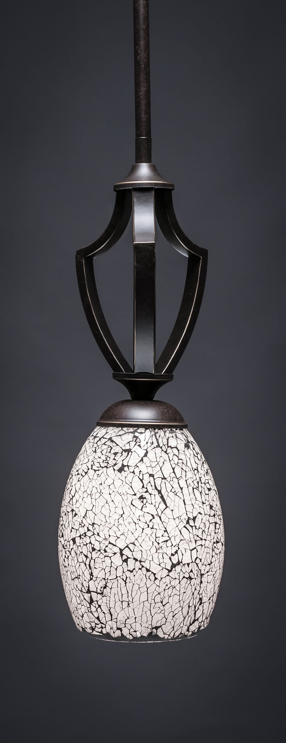 Zilo 1 Light Mini Pendant Shown In Dark Granite Finish With 5" Black Fusion Glass