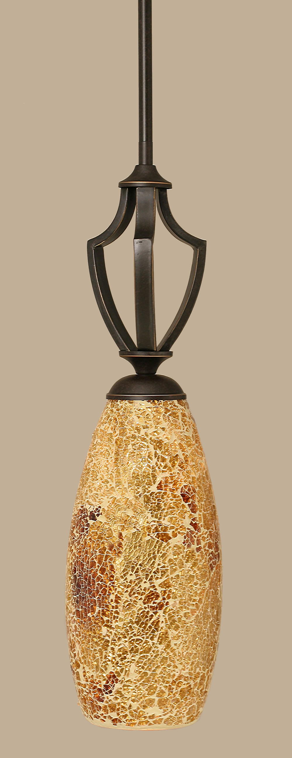 Zilo 1 Light Mini Pendant Shown In Dark Granite Finish With 5.5" Gold Fusion Glass