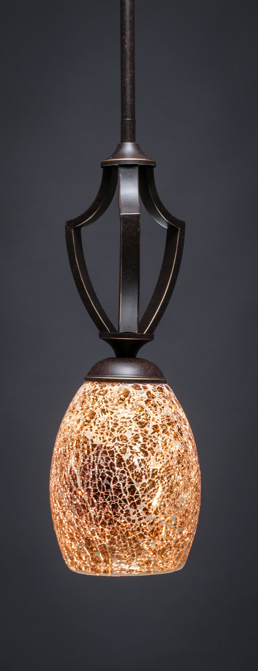Zilo 1 Light Mini Pendant Shown In Dark Granite Finish With 5" Gold Fusion Glass