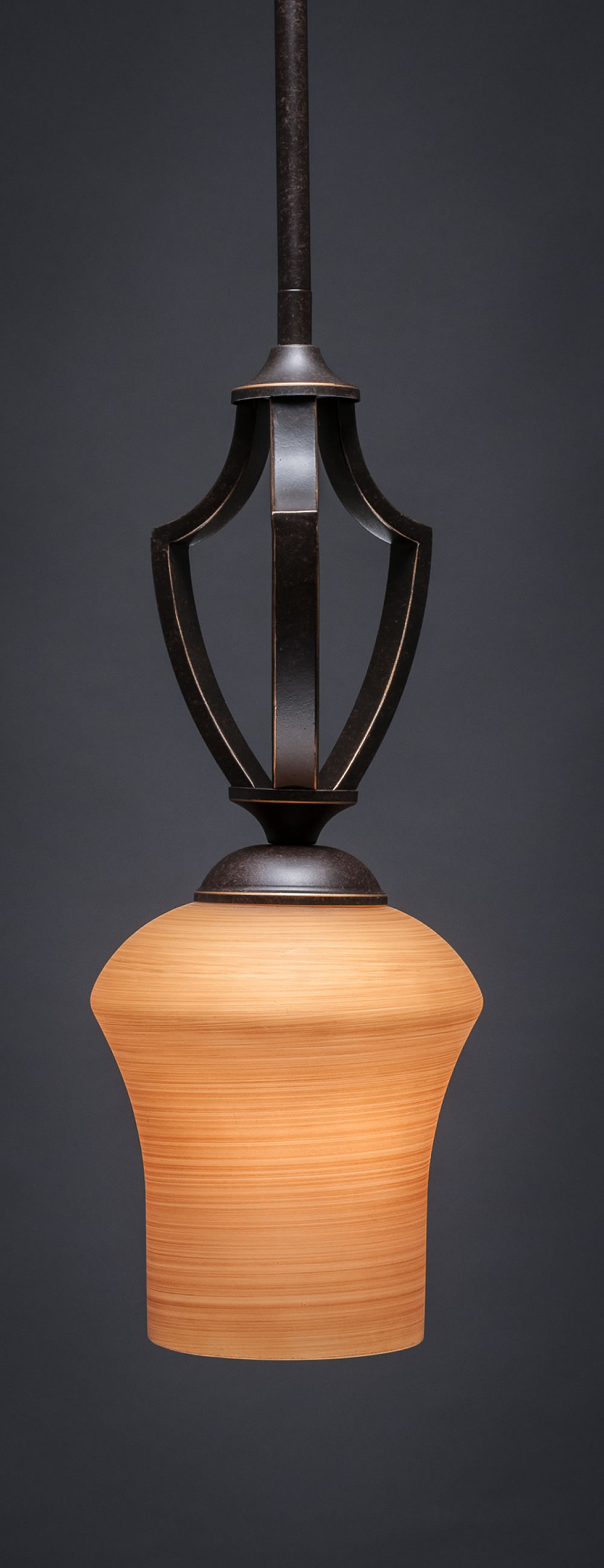 Zilo 1 Light Mini Pendant Shown In Dark Granite Finish With 5.5" Zilo Cayenne Linen Glass