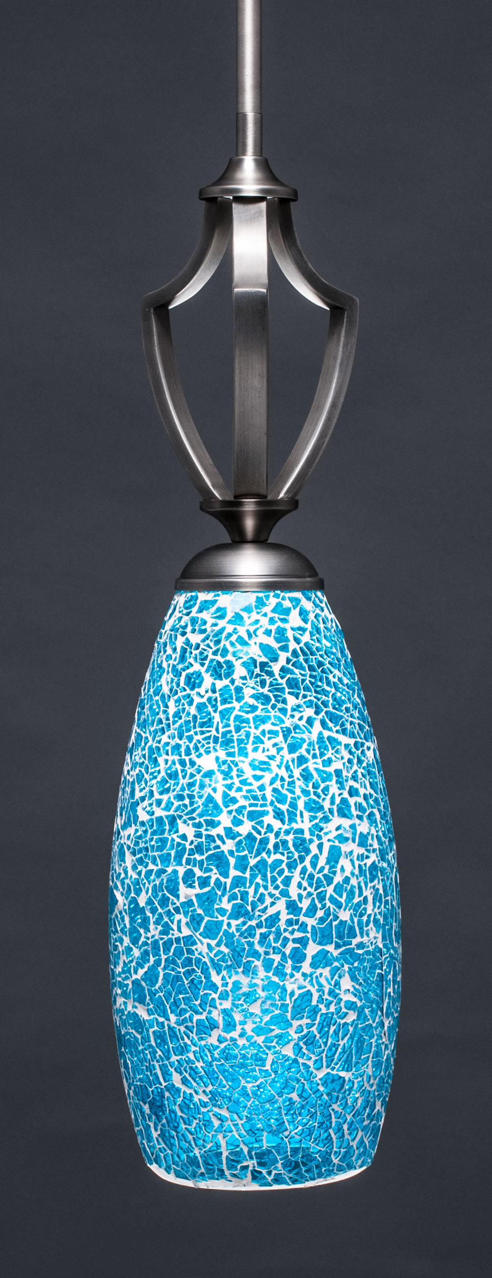 Zilo 1 Light Mini Pendant Shown In Graphite Finish With 5.5" Turquoise Fusion Glass