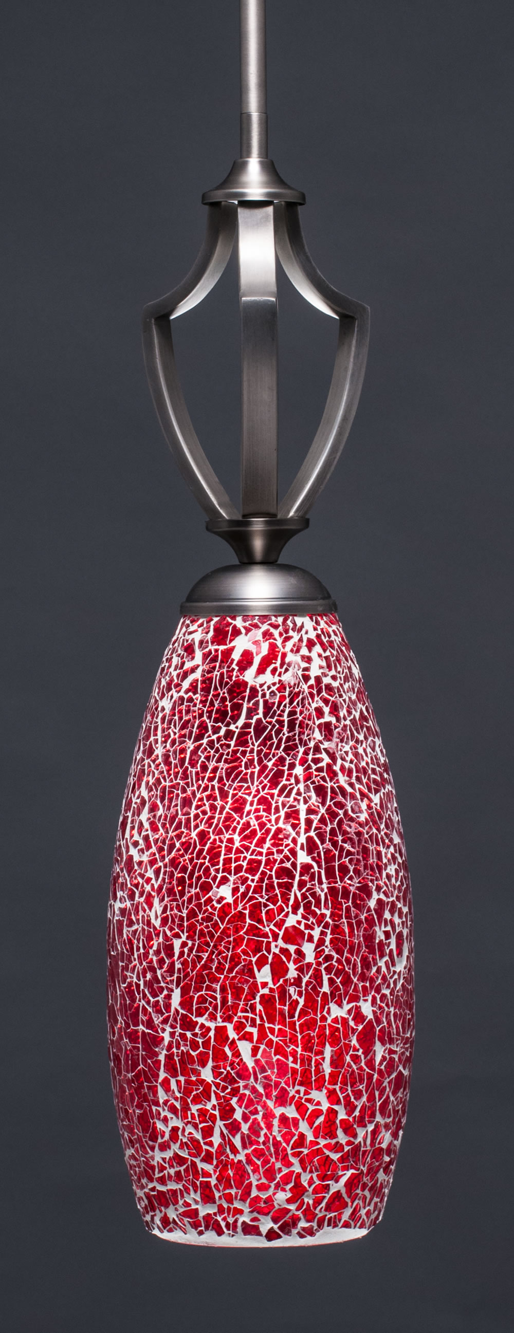 Zilo 1 Light Mini Pendant Shown In Graphite Finish With 5.5" Red Fusion Glass