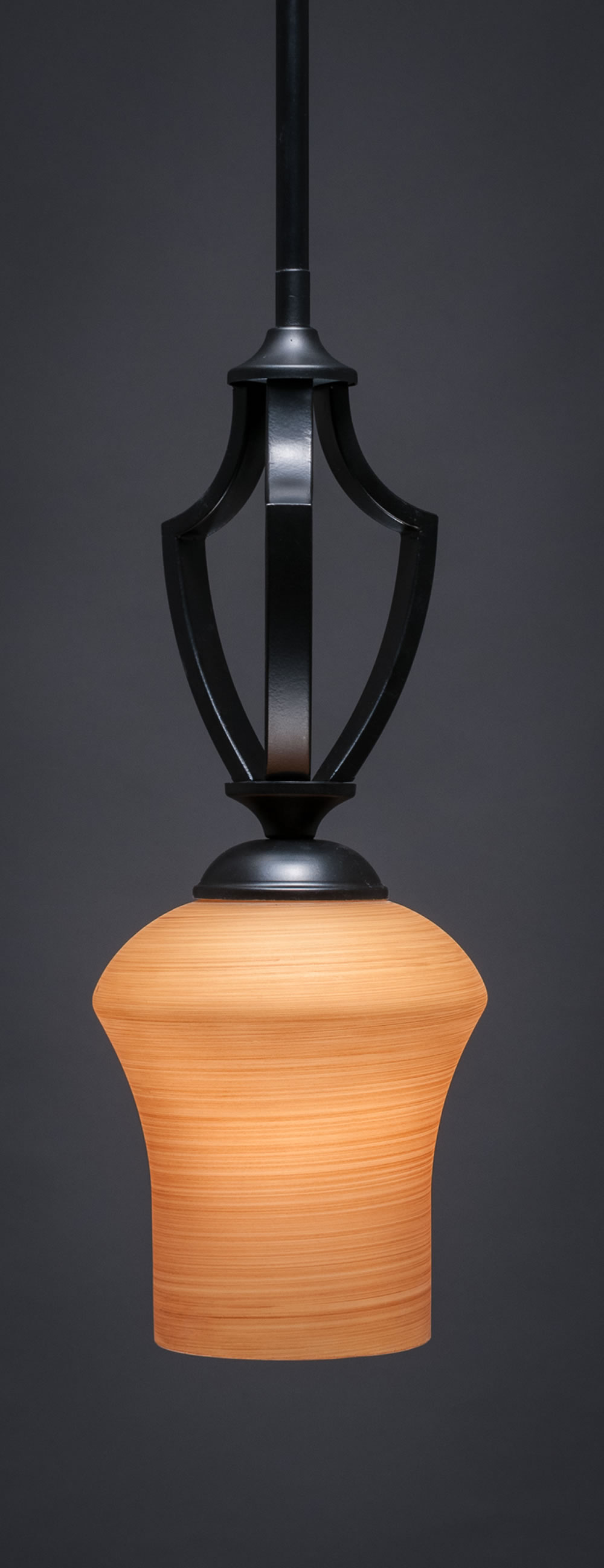 Zilo 1 Light Mini Pendant Shown In Matte Black Finish With 5.5" Zilo Cayenne Linen Glass