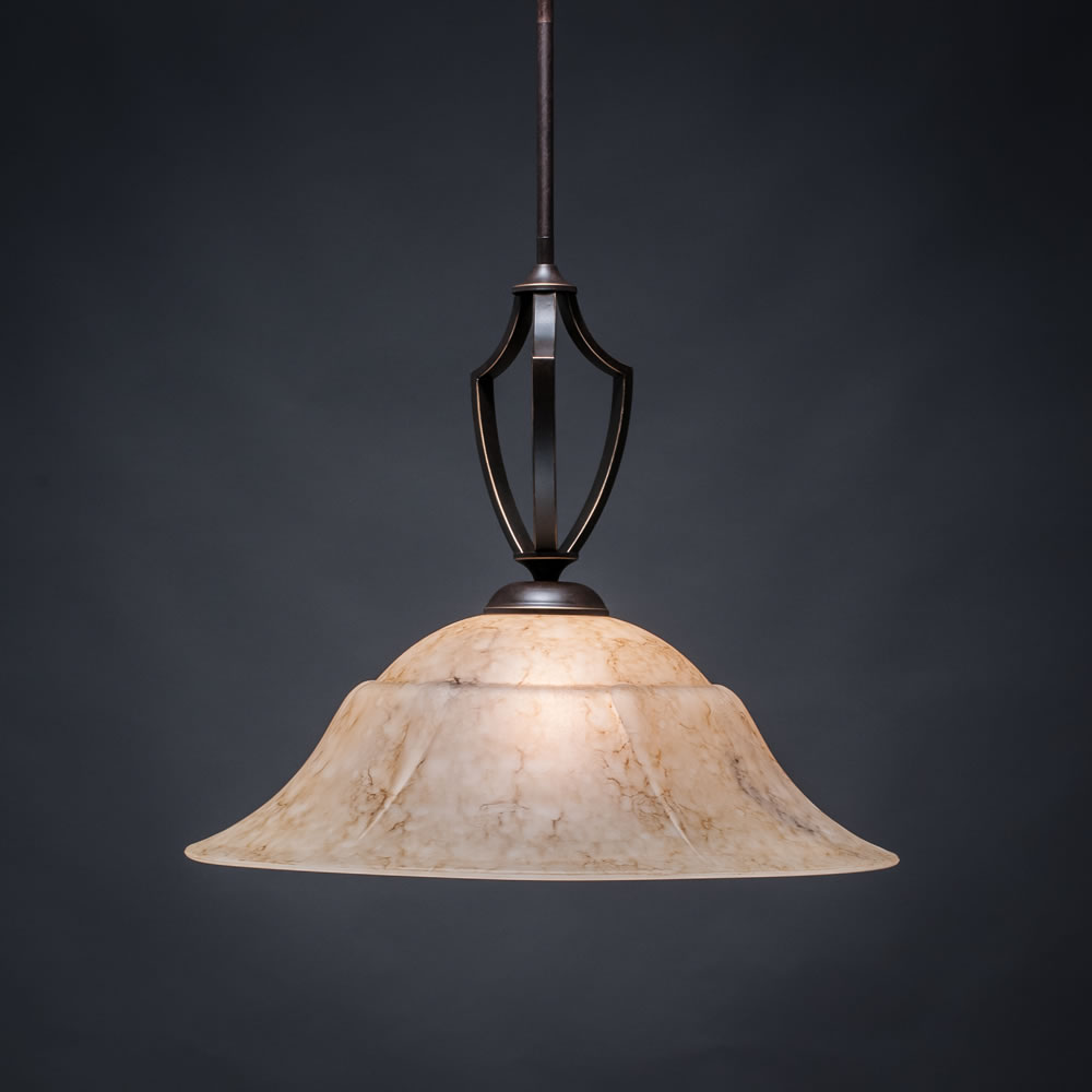 Zilo Pendant Shown In Dark Granite Finish With 20 Italian Marble Glass