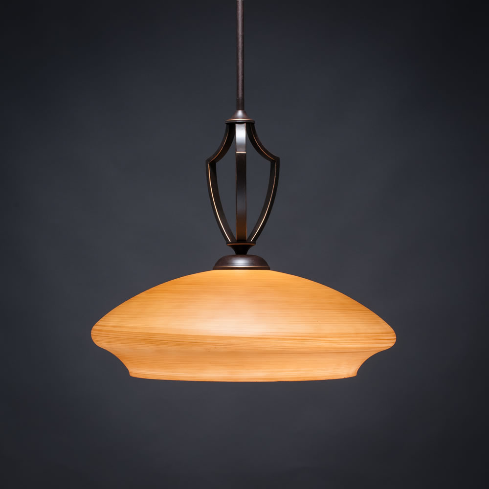 Zilo Pendant Shown In Dark Granite Finish With 18" Zilo Cayenne Linen Glass