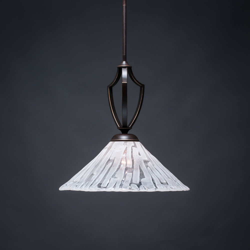 Zilo Pendant Shown In Dark Granite Finish With 16 Italian Ice Glass
