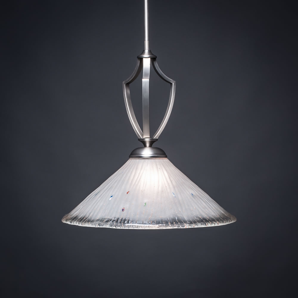 Zilo Pendant Shown In Graphite Finish With 16 Frosted Crystal Glass