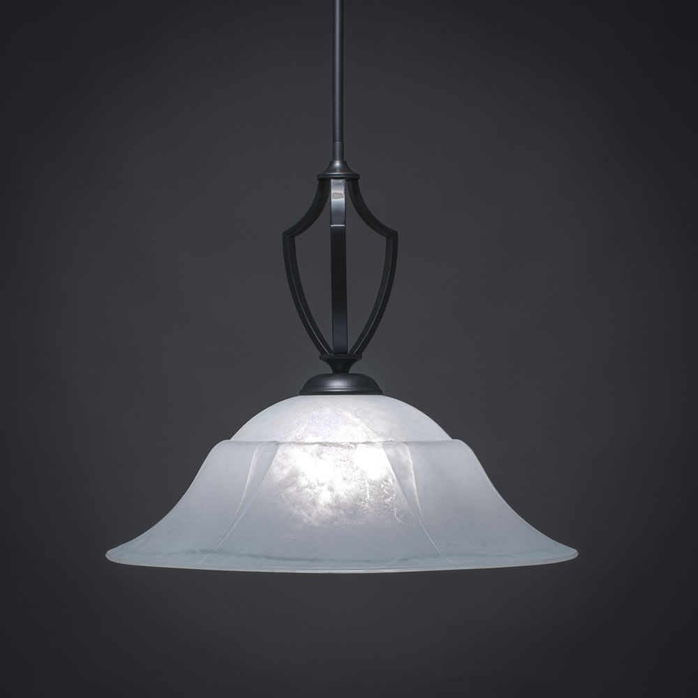 Zilo Pendant Shown In Matte Black Finish With 20 White Marble Glass
