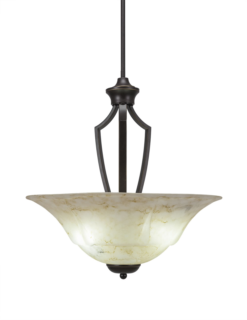 Zilo Pendant With 3 Bulbs Shown In Dark Granite Finish With 20" Italian Marble Glass