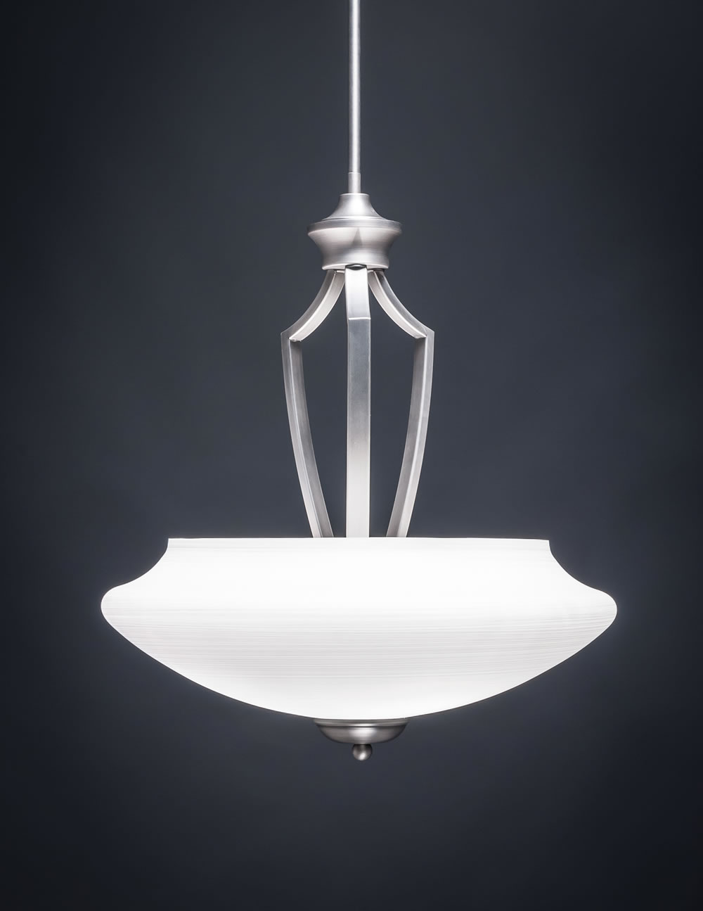 Zilo Pendant With 3 Bulbs Shown In Dark Granite Finish With 18" Zilo White Linen Glass