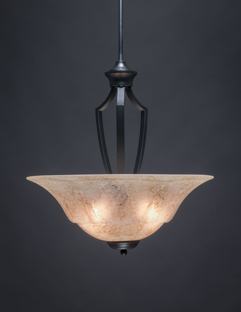 Zilo Pendant With 3 Bulbs Shown In Matte Black Finish With 20" Italian Marble Glass