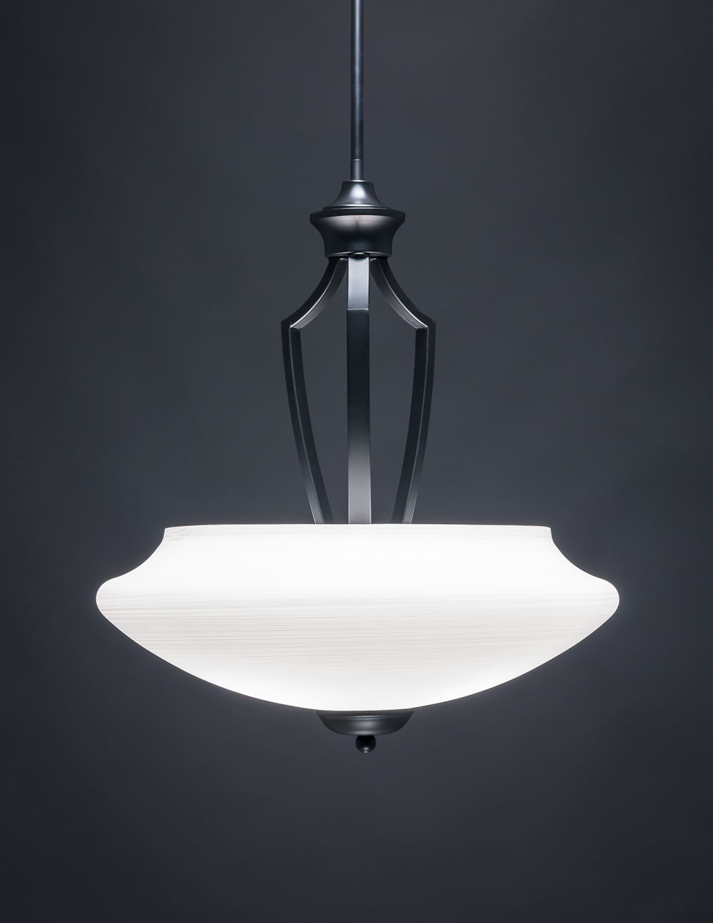 Zilo Pendant With 3 Bulbs Shown In Matte Black Finish With 18" Zilo White Linen Glass