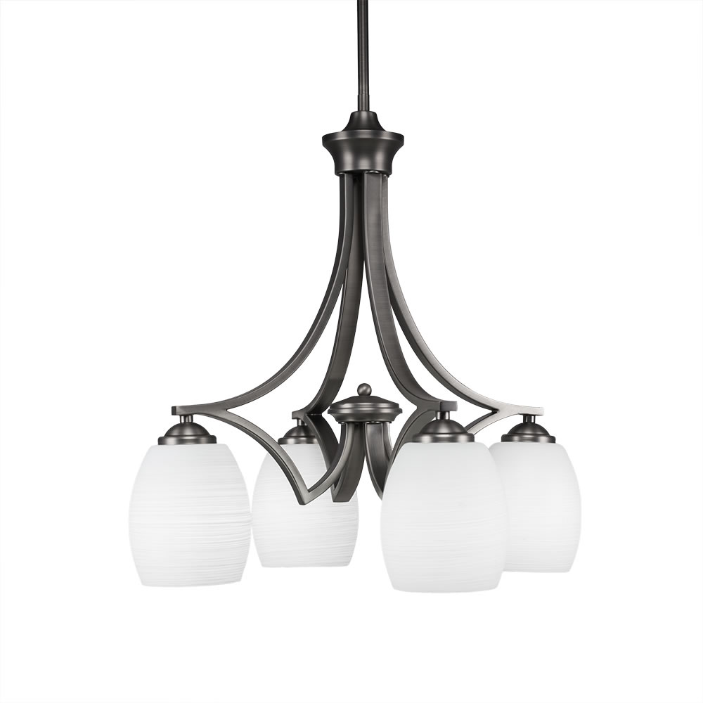 Zilo 4 Light Chandelier Shown In Graphite Finish With 5" White Linen Glass