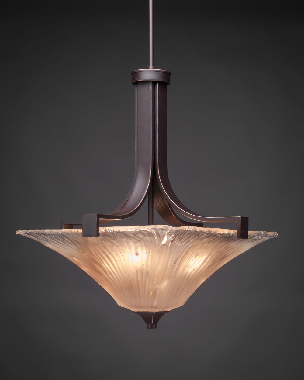 Apollo 3 Bulb Pendant With Hang Straight Swivel With Hang Straight Swivel Shown In Dark Granite Finish with Square 17 Square Amber Crystal Glass
