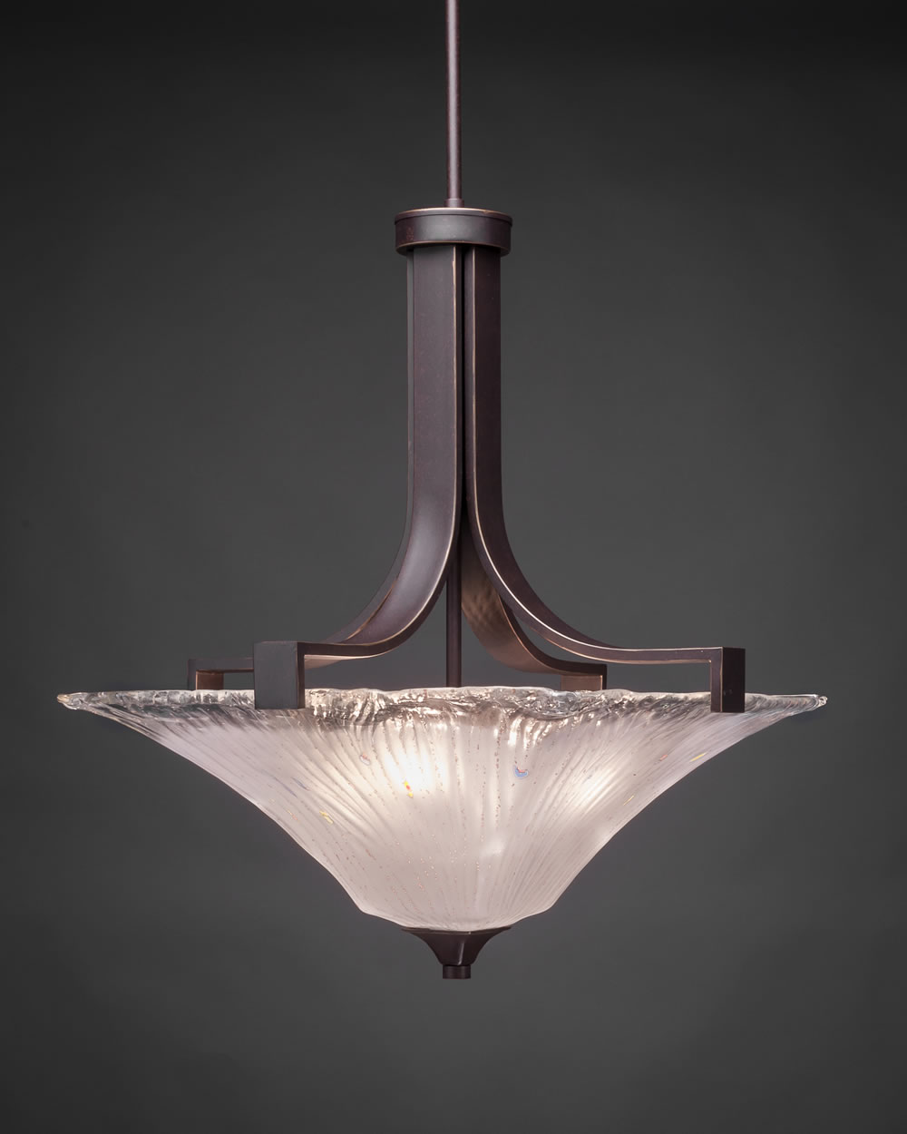 Apollo 3 Bulb Pendant With Hang Straight Swivel Shown In Dark Granite Finish with Square 17 Square Frosted Crystal Glass