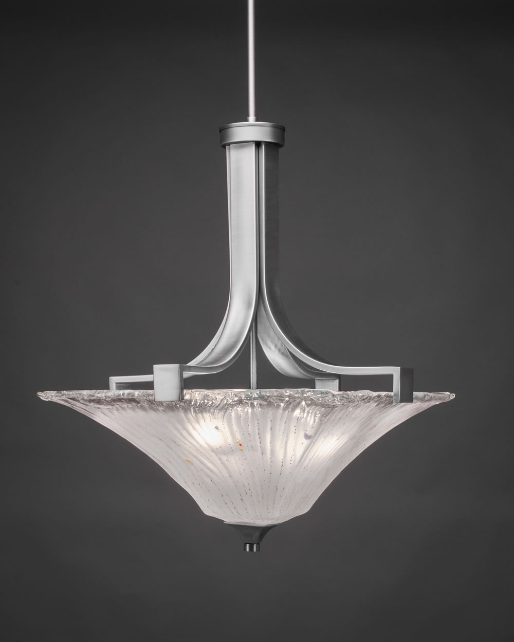 Apollo 3 Bulb Pendant With Hang Straight Swivel Shown In Graphite Finish with Square 17 Square Frosted Crystal Glass