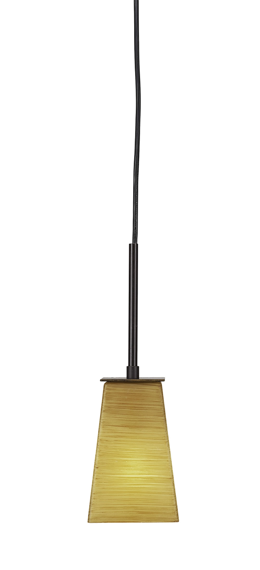 Apollo Cord Mini Pendant With Hang Straight Swivel Shown In Dark Granite Finish With 5" Square Cayenne Linen Glass