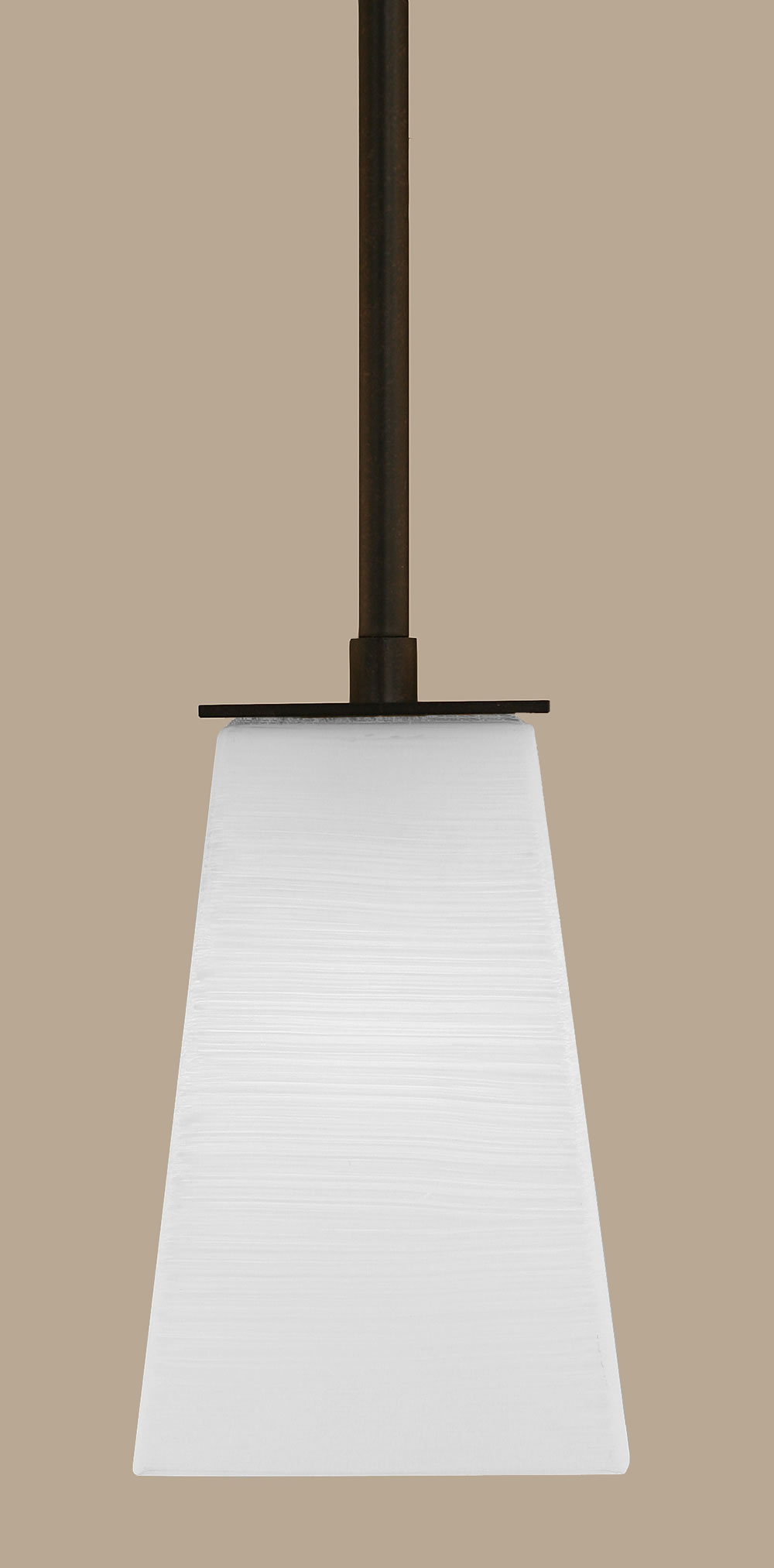 Apollo Stem Mini Pendant With Hang Straight Swivel Shown In Dark Granite Finish With 5" Square White Linen Glass