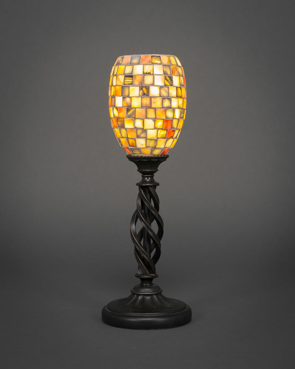 Eleganté Mini Table Lamp Shown In Bronze Finish With 5" Sea Haze Seashell Glass