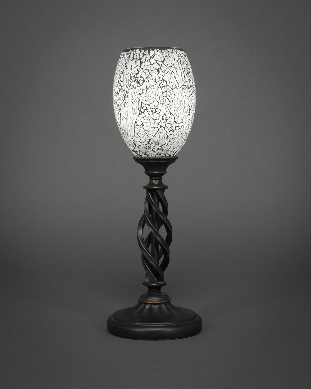 Eleganté Mini Table Lamp Shown In Bronze Finish With 5" Black Fusion Glass