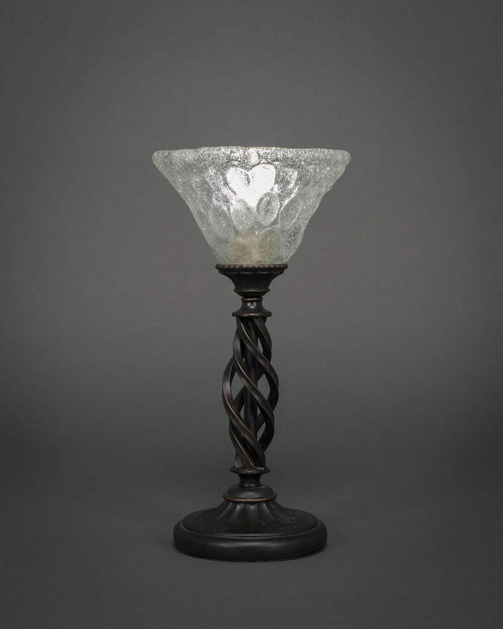 Eleganté Mini Table Lamp Shown In Dark Granite Finish With 7" Italian Bubble Glass