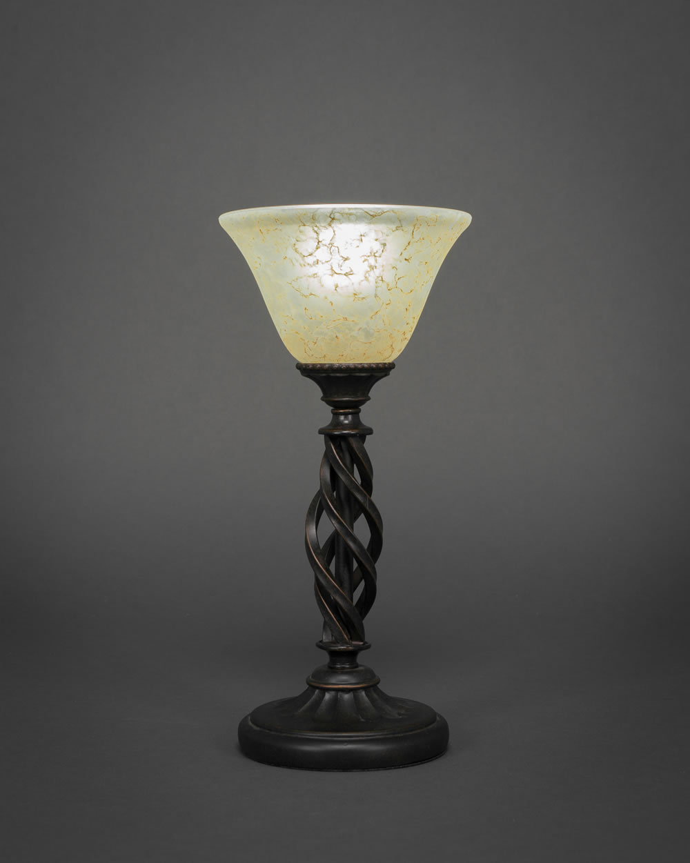 Eleganté Mini Table Lamp Shown In Dark Granite Finish With 7" Amber Marble Glass