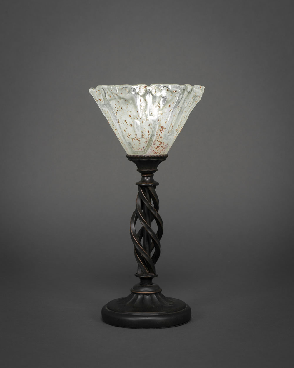 Eleganté Mini Table Lamp Shown In Bronze Finish With 7" Italian Ice Crystal Glass