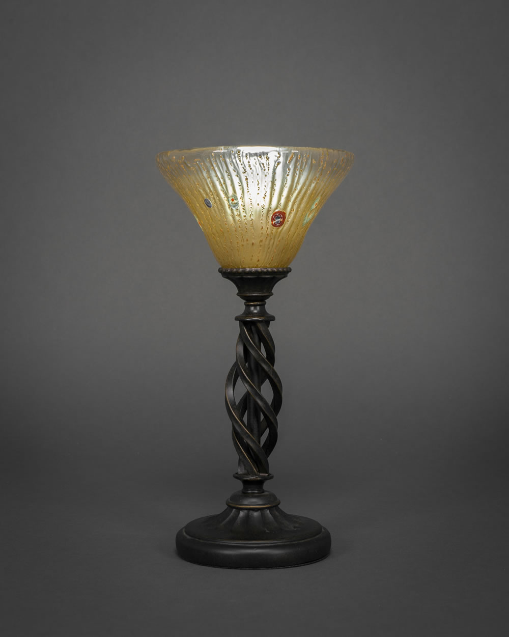 Eleganté Table Lamp Shown In Dark Granite Finish With 7" Amber Crystal Glass