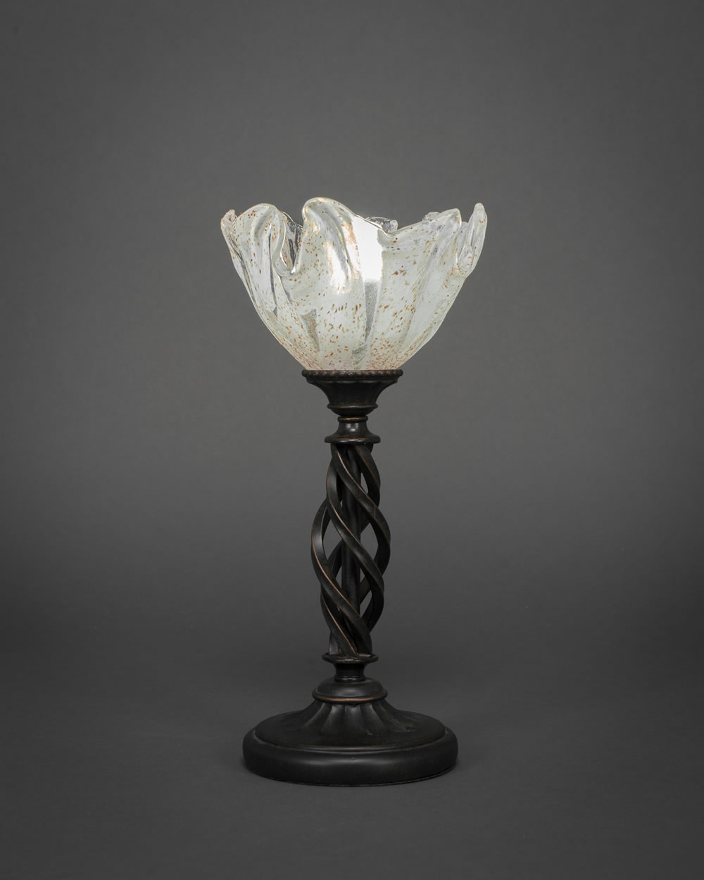 Eleganté Mini Table Lamp Shown In Bronze Finish With 7" Italian Ice Crystal Glass