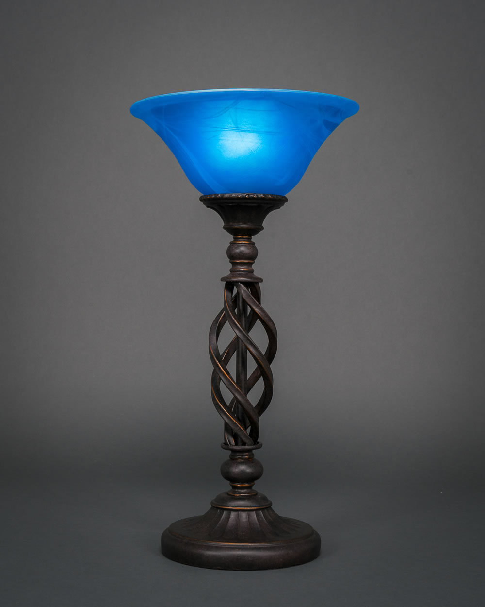 Eleganté Table Lamp Shown In Dark Granite Finish With 10" Blue Italian Glass