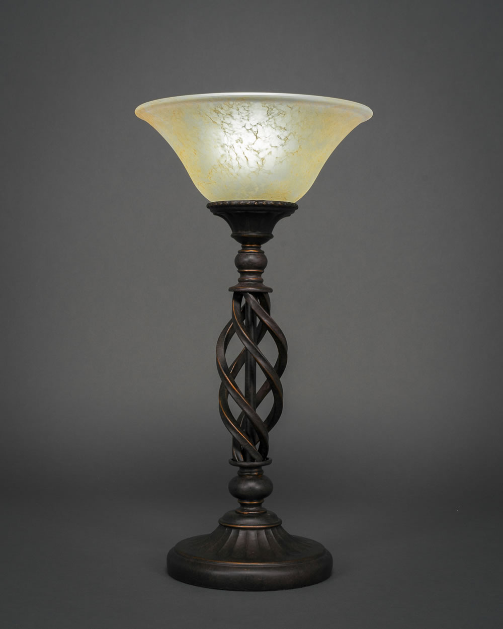 Eleganté Table Lamp Shown In Dark Granite Finish With 10" Amber Marble Glass