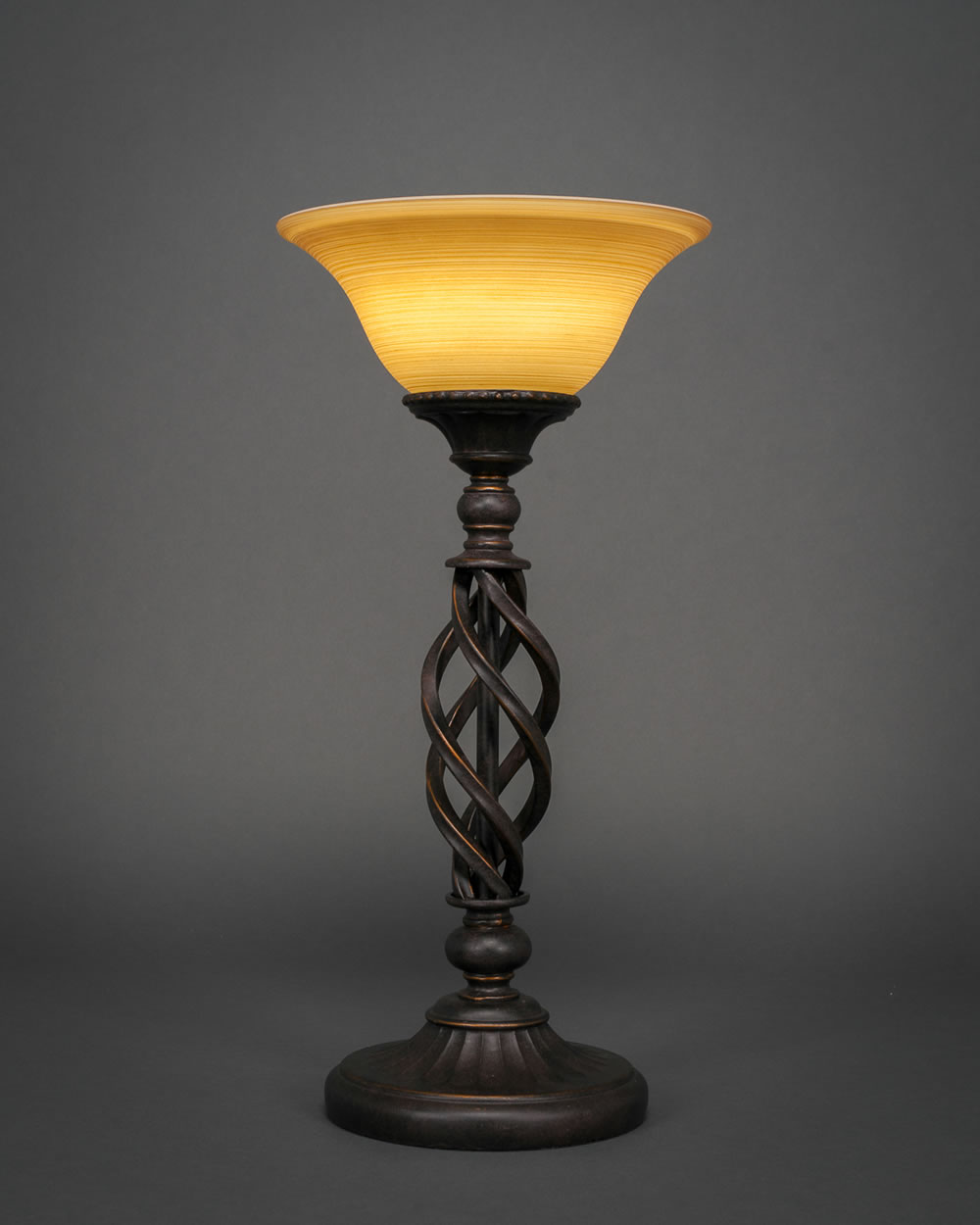 Eleganté Table Lamp Shown In Dark Granite Finish With 10" Cayenne Linen Glass