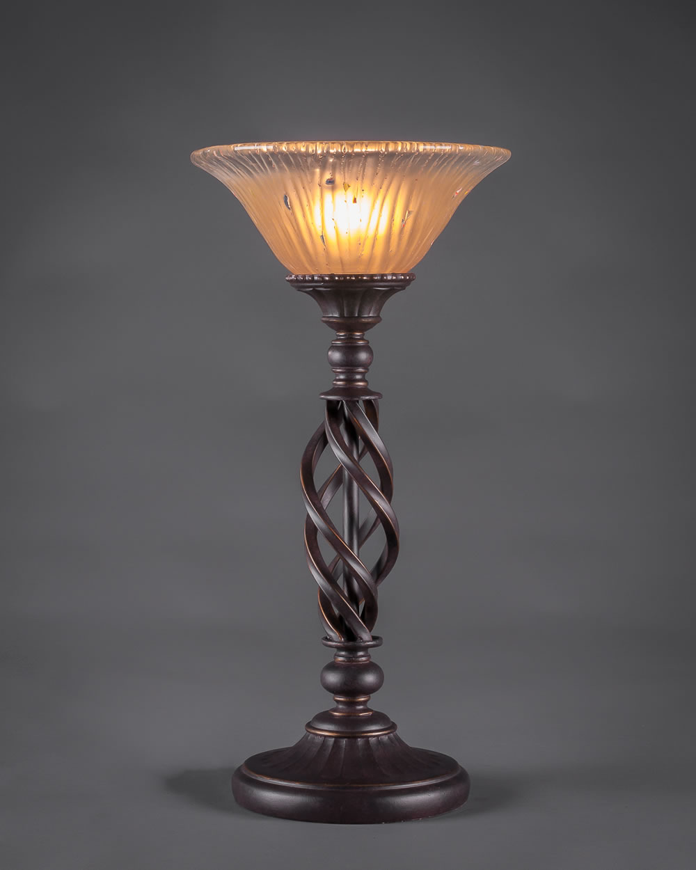Eleganté Table Lamp Shown In Bronze Finish With 10" Amber Crystal Glass