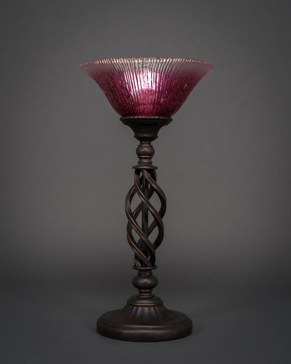 Eleganté Table Lamp Shown In Bronze Finish With 10" Wine Crystal Glass