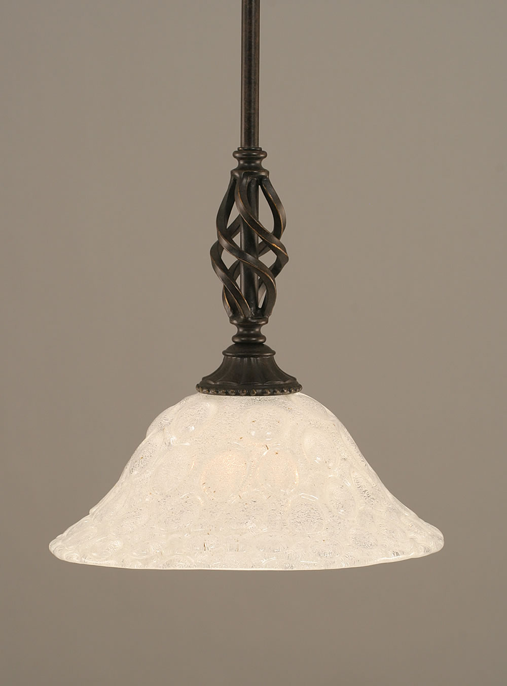 Eleganté Mini Pendant With Hang Straight Swivel Shown In Dark Granite Finish With 10" Italian Bubble Glass